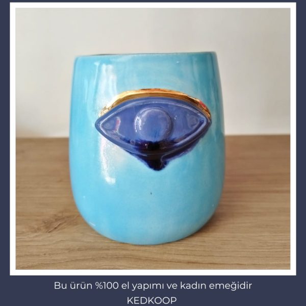 Kulpsuz göz desenli büyük fincan