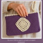 Mor motifli Clutch