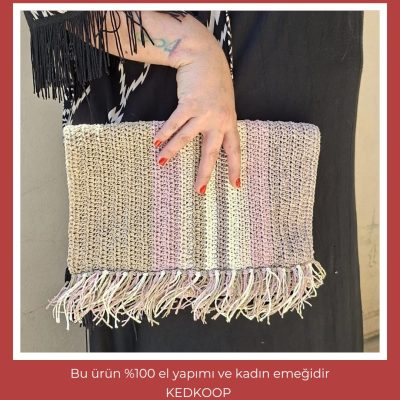 Kağıt İp Clutch Çanta