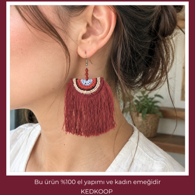 Mor Püsküllü Küpe